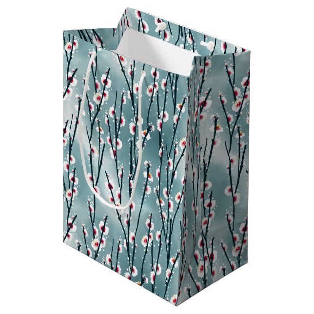 Frühlingsmuster Blossom Blumenmuster Mittlere Geschenktüte (Vorderseite Schrägansicht)