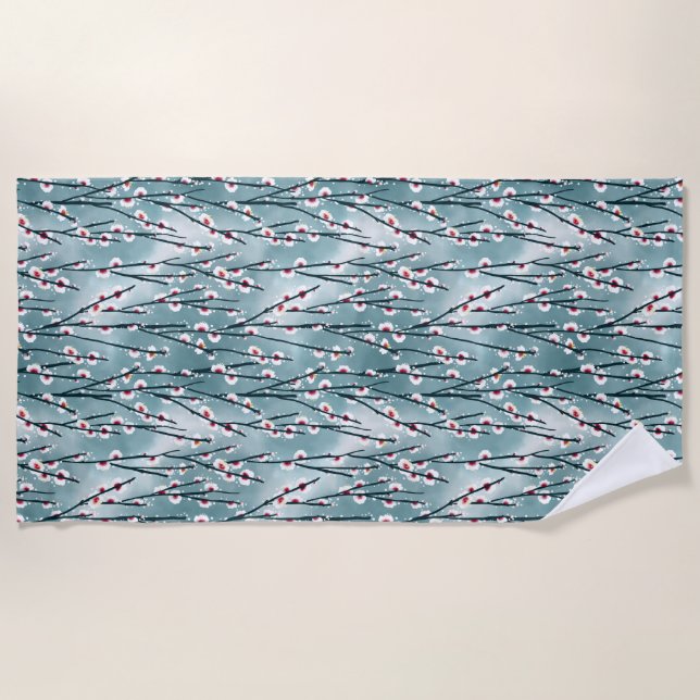 Frühlingsmuster Blossom Blumenmuster Strandtuch (Vorderseite)