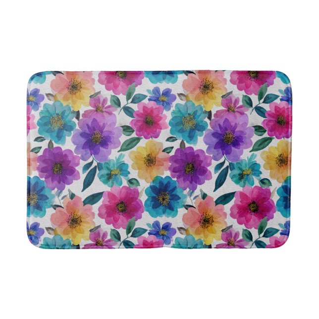 Frühlingsmuster Blume blüht Wasserfarben Blumenmus Badematte (Vorderseite)