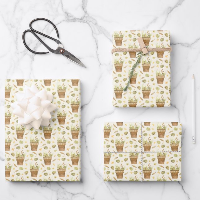 Frühlingsmuster Blume zeigt Random Painted Muster Geschenkpapier Set (Vorderseite)