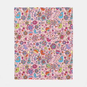 Frühlingsmuster mit bunten Blumen Fleecedecke