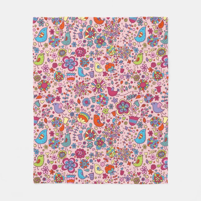 Frühlingsmuster mit bunten Blumen Fleecedecke (Vorderseite)