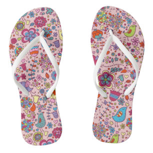 Frühlingsmuster mit bunten Blumen Flip Flops