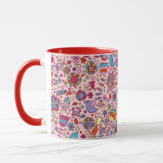 Frühlingsmuster mit bunten Blumen Tasse (Links)