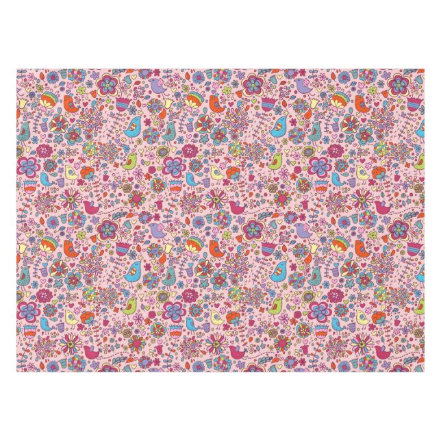 Frühlingsmuster mit bunten Blumen Tischdecke (Vorderseite (Horizontal))