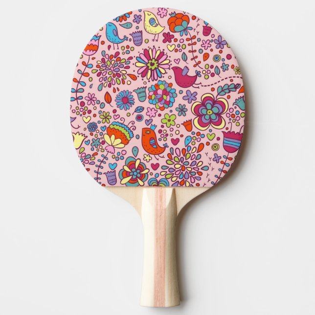 Frühlingsmuster mit bunten Blumen Tischtennis Schläger (Vorderseite)