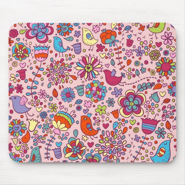 Frühlingsmuster mit farbenfrohen Blumen Mousepad (Vorne)