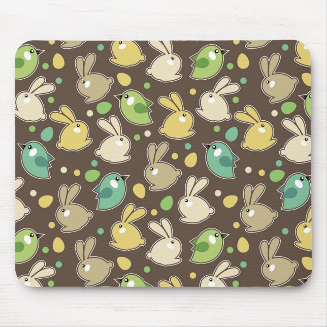 Frühlingsmuster mit Ostereiern, Vögel Mousepad (Vorne)