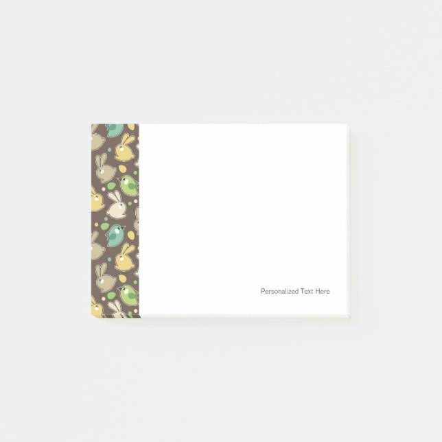 Frühlingsmuster mit Ostereiern, Vögel Post-it Klebezettel (Vorderseite)