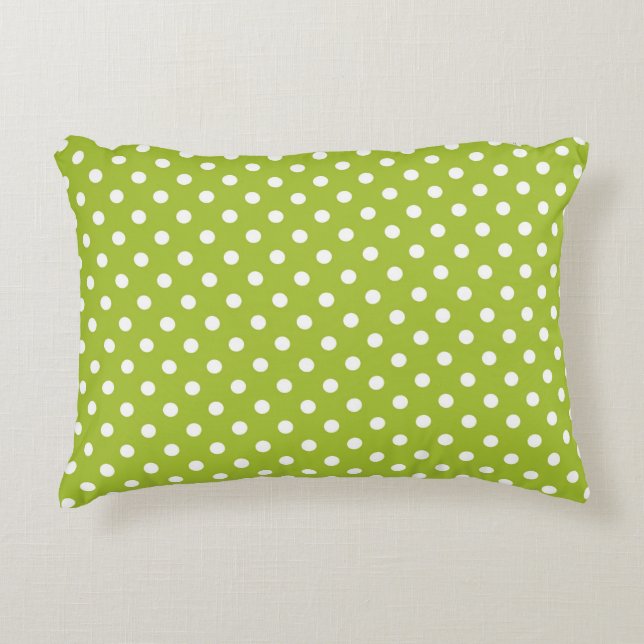 Frühlingsmuster mit weißen Polka-Punkten Zierkissen (Vorderseite)