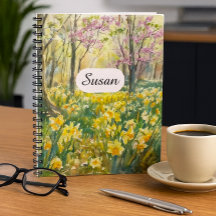 Frühlingsnarzissen-Wiesen-Watercolor-Notizbuch