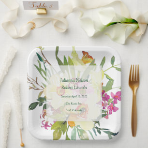 Frühlingsnarzissenstrauß Hochzeit Pappteller