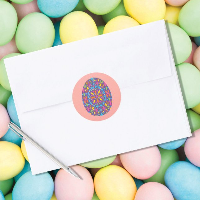 Frühlingsosterdekorierte Ei Klassischer Rundaufkle Runder Aufkleber (Von Creator hochgeladen)