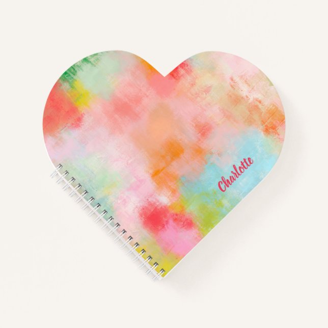 Frühlingspark - Rosa Koralle - Name oder Monogramm Notizbuch (Vorderseite)