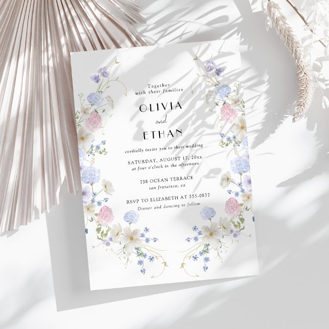 Frühlingspark Rosa Lila Wildblumen Hochzeit Einladung (Von Creator hochgeladen)