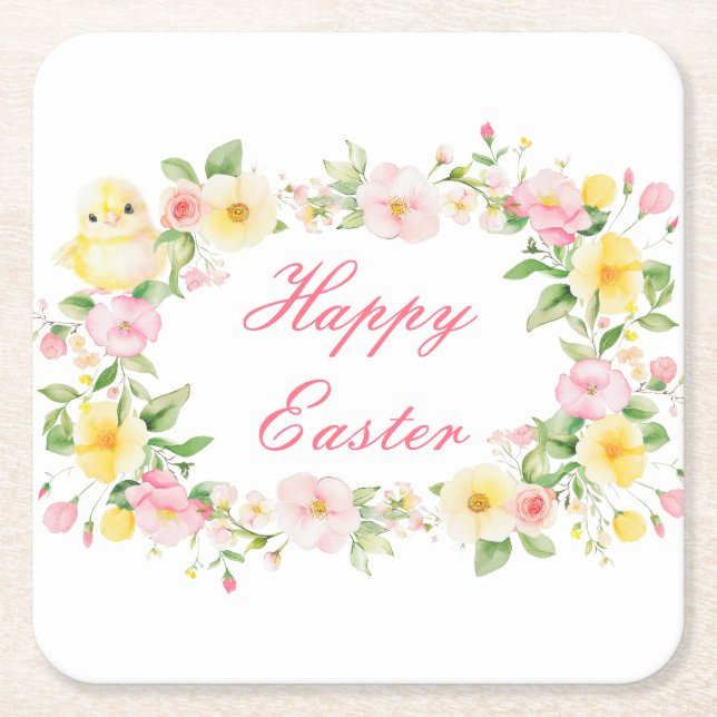 Frühlingsparty mit floraler Ostereiersuche Rechteckiger Pappuntersetzer (Vorderseite)
