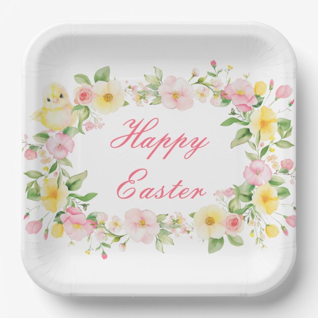 Frühlingspartysuche nach floralen Ostereiern Pappteller (Vorderseite)