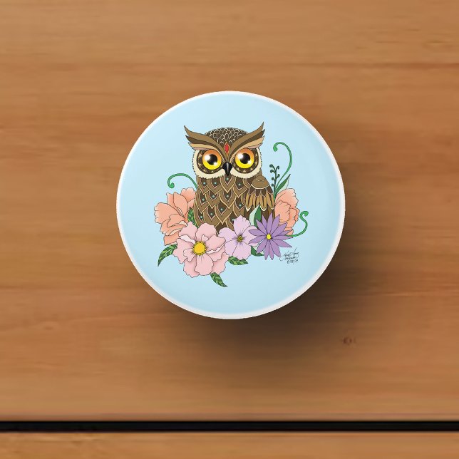 Frühlingspastel Blume Owl Keramikknauf (Von Creator hochgeladen)