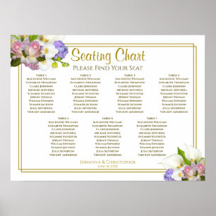 Frühlingspastel Floral 7 Tabelle Hochzeitssitzdiag Poster