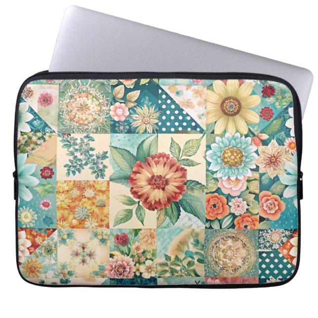 Frühlingspatchwork Laptopschutzhülle (Vorderseite)