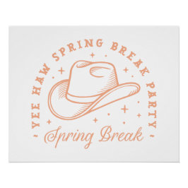 Frühlingspause Party Cowgirl Thema Pfirsichfarbe Poster