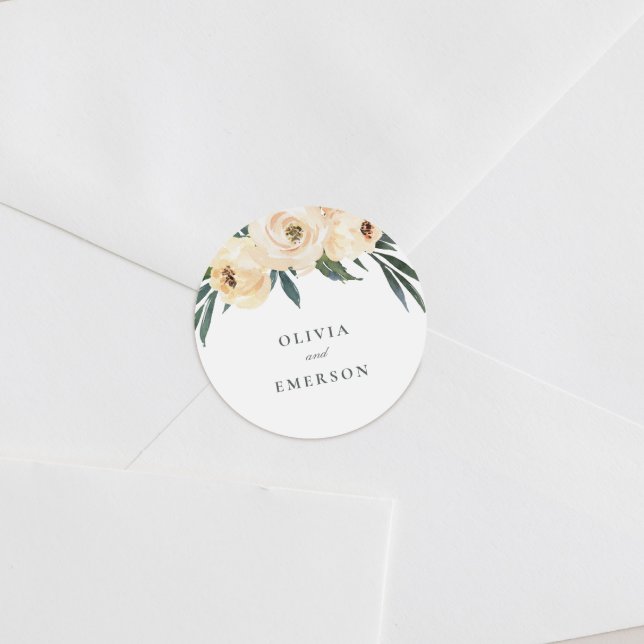 Frühlingspferd Hochzeitskleber. Runder Aufkleber (Round Sticker Mock-up)