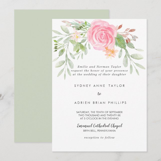 Frühlingspferde Traditionelle Hochzeitseinladung Einladung (Vorne/Hinten)