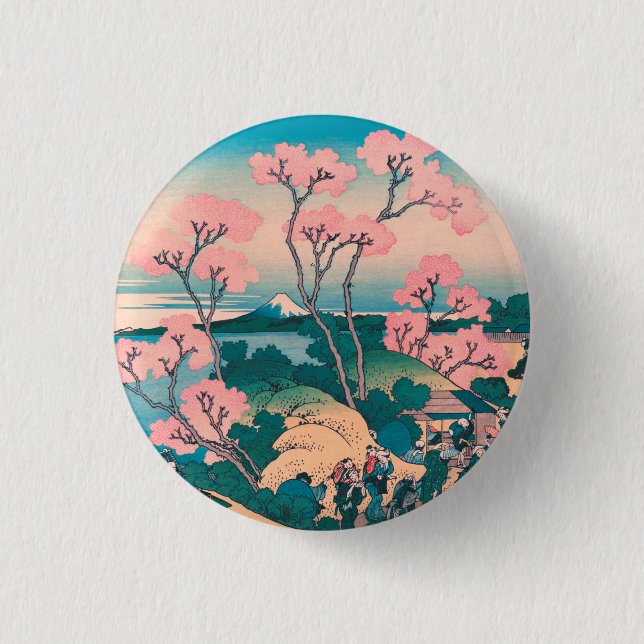 Frühlingspicknick unter Kirschbaum Blume Monte Fuj Button (Vorderseite)