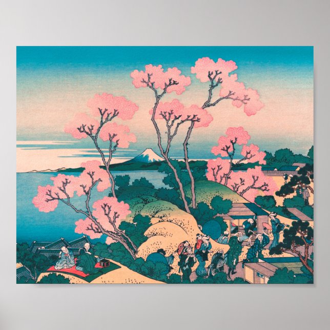 Frühlingspicknick unter Kirschbaum Blume Monte Fuj Poster (Vorne)