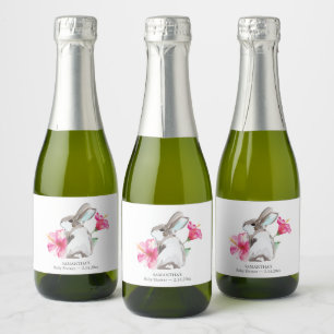 Frühlingspink, floral und blubbly Champagne Label