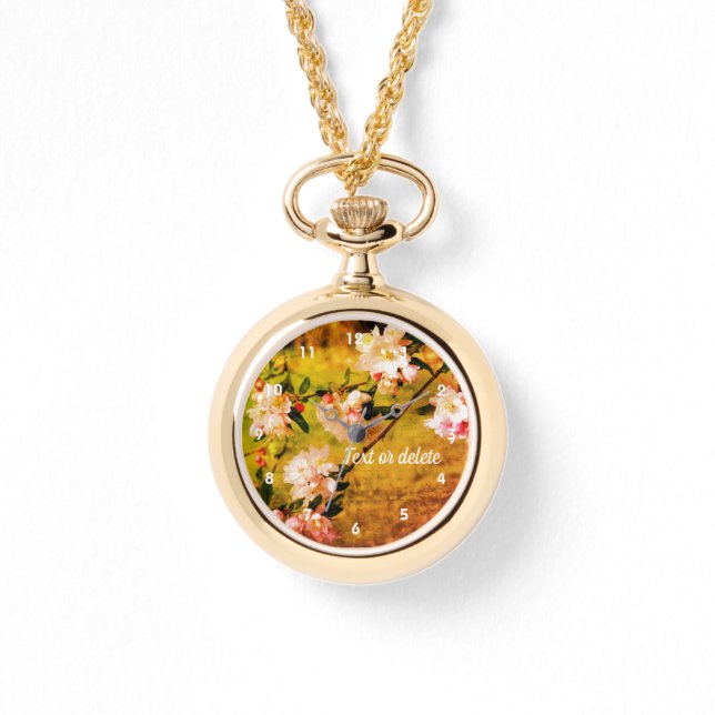 Frühlingspink und weiß Blüten Abstrakt Armbanduhr (Vorderseite)