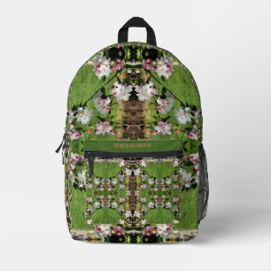 Frühlingspink und weiß Blüten Personalisiert Bedruckter Rucksack