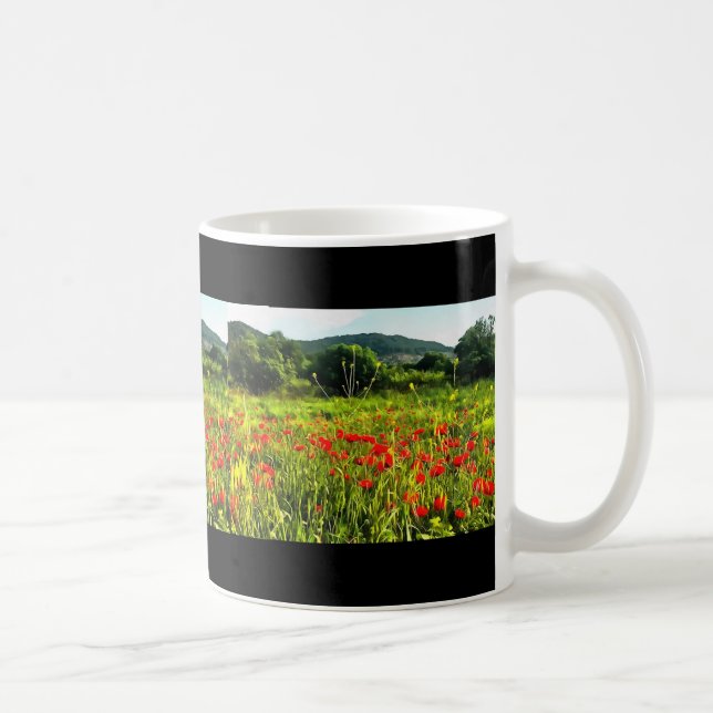 Frühlingspopole Wiese und Bergwelt Kaffeetasse (Rechts)