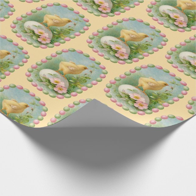 Frühlingspouschen mit Pastell-Eier-Rahmen Geschenkpapier (Ecke)