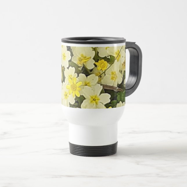 Frühlingsprirosen Reisebecher (VorderseiteRechts)