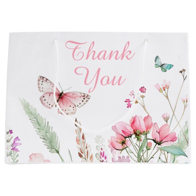Frühlingspülung Rosa Butterfly BläserBaby Dusche Große Geschenktüte (Vorderseite)