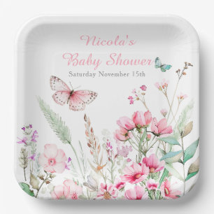 Frühlingspülung Rosa Butterfly BläserBaby Dusche Pappteller