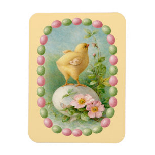Frühlingspuppe mit Pastell-Eier-Rahmen Magnet