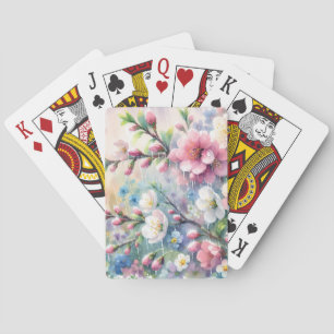 Frühlingsregen-Blüten-Aquarell-Cottagecore Spielkarten