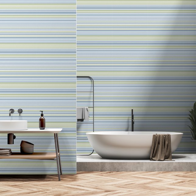 Frühlingsregen und tropische blaue Streifen Tapete (Badezimmer)