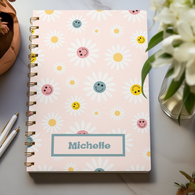 Frühlingsrosa Abstrakte Vintage Gewohnheit Notizblock (Spring pink Colorful Abstract Vintage custom Notebook)