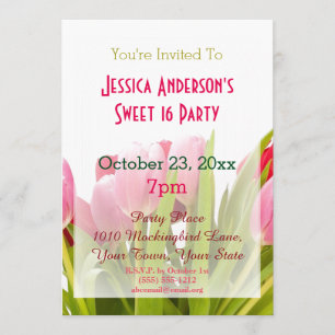 Frühlingsrosa Tulip Sweet 16 Geburtstag Einladung