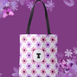 Frühlingsrosa und Lila florale Tasche