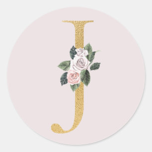 Frühlingsrosen Gold Anfangsbuchstaben Aufkleber Bu