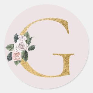 Frühlingsrosen Gold Initialen Aufkleber Buchstabe
