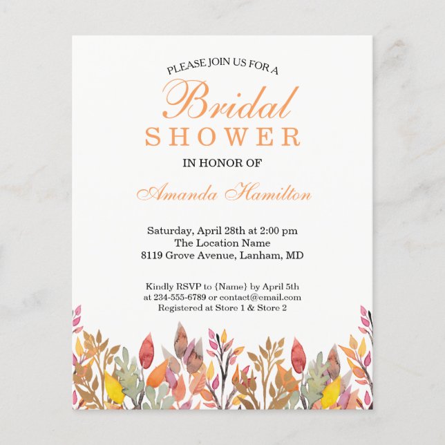 Frühlingsrustikal, floraler Herbst Orange Brautpar (Vorderseite)