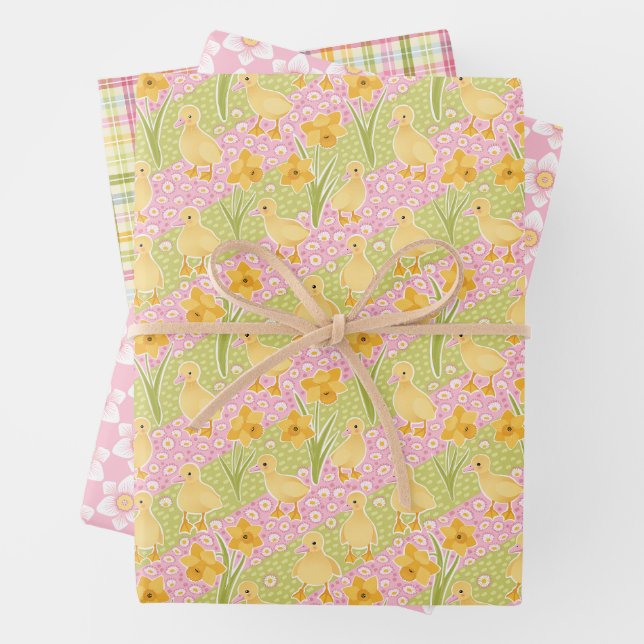 Frühlingssauger, Kariertes und trockenes Set von d Geschenkpapier Set (Beispiel)