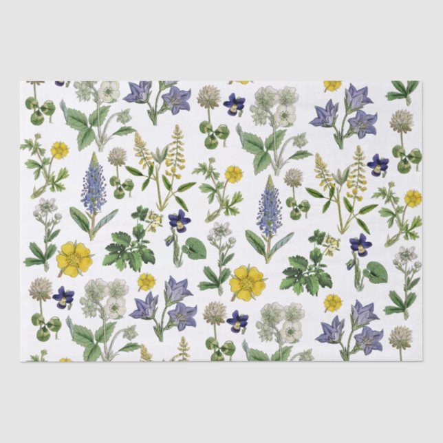Frühlingssäule Wildblume Gelbe Lila Blumenlatte Seidenpapier (Vorderseite)
