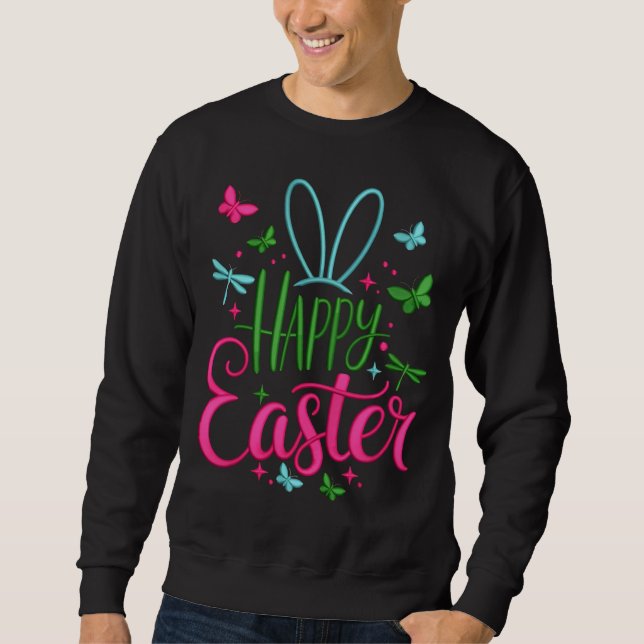 Frühlingsschmetterlinge Libellen Frohe Ostern Sweatshirt (Vorderseite)