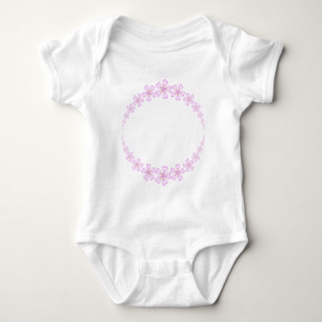 Frühlingsschmuck mit Kranz aus rosa Blume Baby Strampler (Vorderseite)